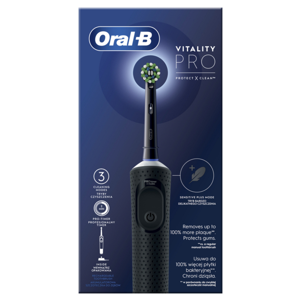 Електрична зубна щітка Oral-B Vitality Pro Protect X Clean, чорна - Pampik - 3