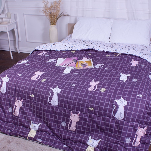 Ковдра бавовняна MirSon Літня №2817 Сolor Fun Line Whales, 140х110 см, фіолетова (2200006685036) - Pampik