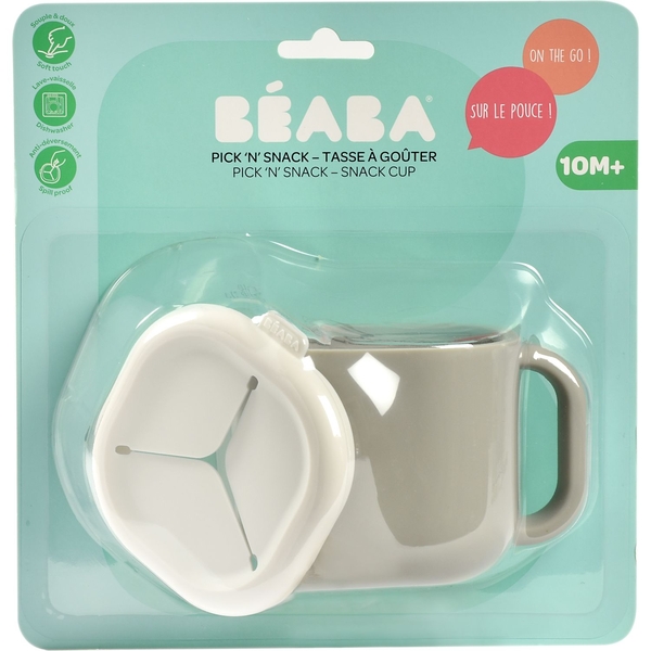 Чашка силиконовая для снеков и напитков Beaba Pick'n'Snack, серая, 460 мл (913565) - Pampik - 4