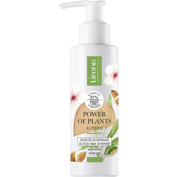 Масло-гель для снятия макияжа Lirene Power Of Plants Migdal Oil-gel For Makeup Removal 145 мл - Pampik
