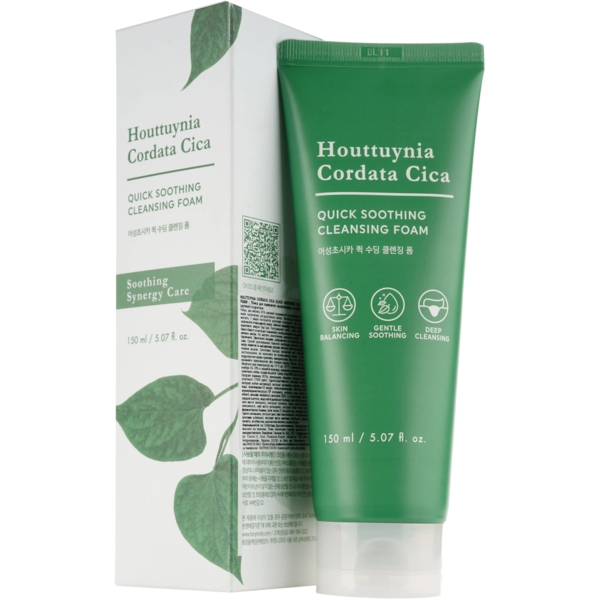 Пенка для умывания Tony Moly Houttuynia Cordata Cica Quick Soothing Cleansing Foam Успокаивающая с экстрактами хаутюнии и центеллы 150 мл - Pampik