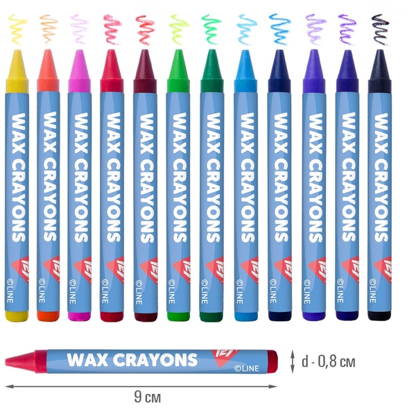 Олівці воскові Yes Line Friends, 12 кольорів (590141) - Pampik - 3