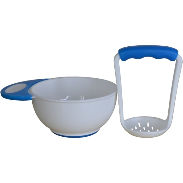 Тарілка з товкушкою Lindo біла з синім (РК 059) - Pampik