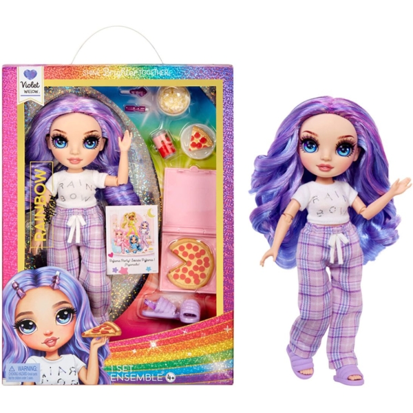 Лялька Rainbow High Junior PJ Party Violet Willow з аксесуарами, 23 см (503705) - Pampik