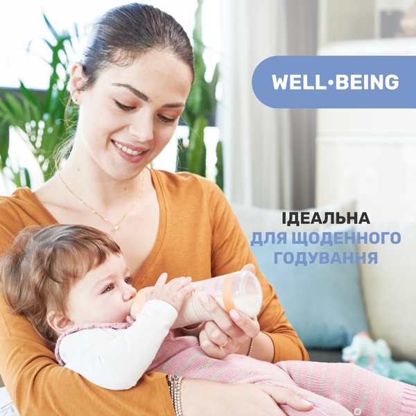 Пляшечка для годування Chicco Well-Being Colors, з силіконовою соскою 0м+, 150 мл (28711.31) - Pampik - 2