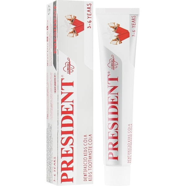 Зубна паста President Toothpaste Kids Cola, 3-6 років, 50 мл - Pampik