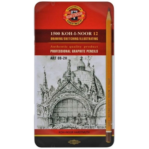 Набір олівців графітних Koh-i-Noor 1500 Art 8В-2Н 12 шт. (1502.II) - Pampik
