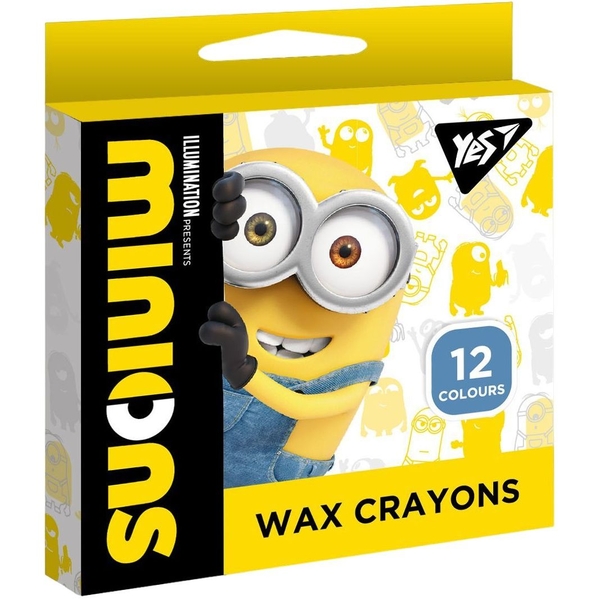 Олівці Yes Minions, воскові, 12 кольорів (590140) - Pampik