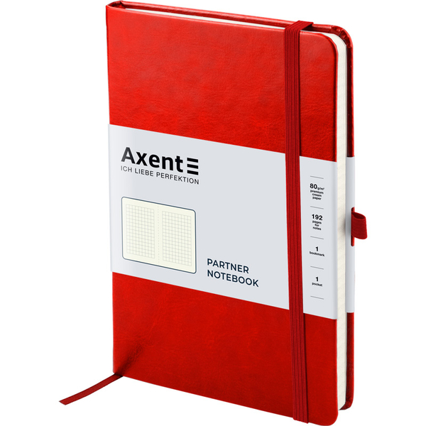 Книга записная Axent Partner Lux A5- в клеточку 96 листов красная (8202-06-A) - Pampik - 2