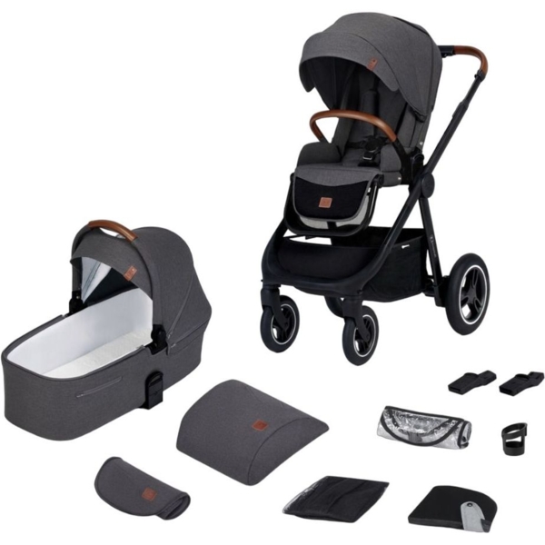 Универсальная коляска 2 в 1 Kinderkraft Everyday 2 Dark Gray Black Frame темно-серая (00-00305225) - Pampik