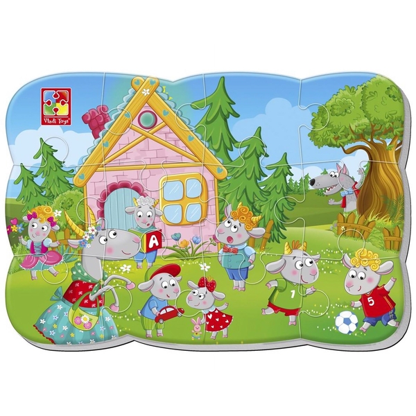 Пазлы на магните Vladi Toys Малюк зможе Волк и семь козлят А5 12 элементов (VT3301-06) - Pampik