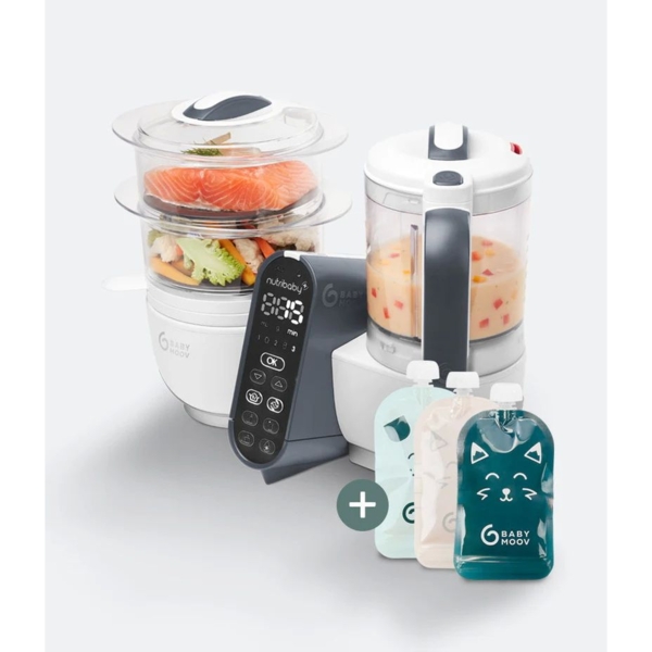 Пароварка-блендер Babymoov Nutribaby + 15 паучів для пюре, white (A001117_BF1) - Pampik - 5