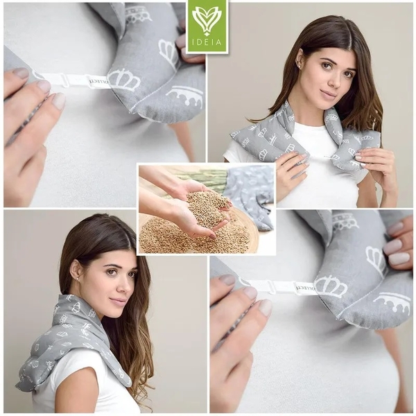 Грілка-компрес з коміром Ideia Корона, із зерном пшениці, 46x44x24 см, бежевий (8-30289) - Pampik - 3