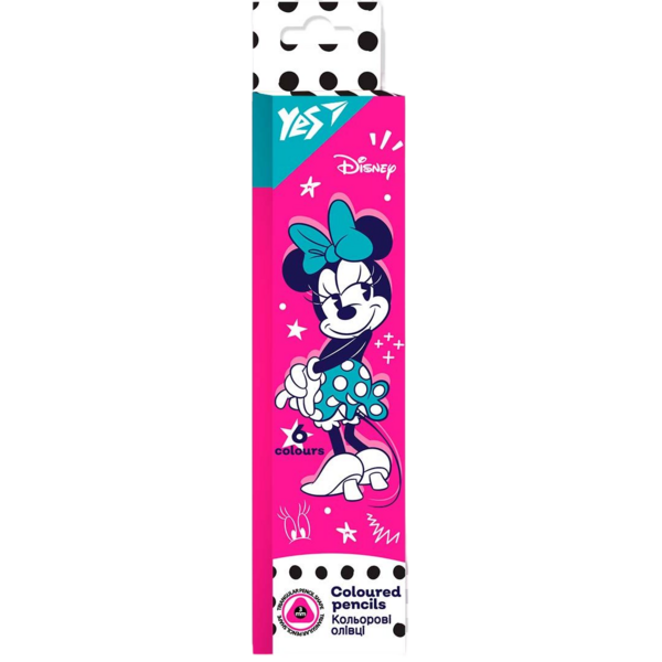 Карандаши цветные Yes Minnie, 6 цветов (290699) - Pampik