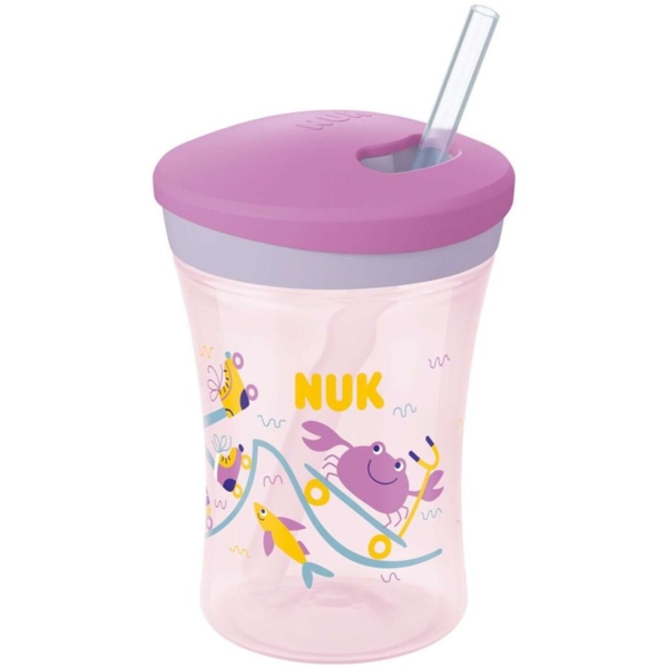 Поильник Nuk Evolution Action Cup, 230 мл, розовый (3952422) - Pampik
