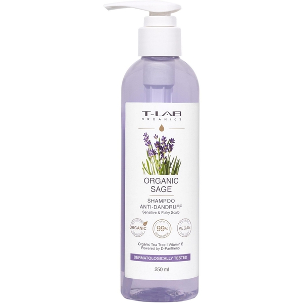 Шампунь T-LAB Organics Organic Sage Anti-Dandruff для чутливої шкіри, 250 мл - Pampik