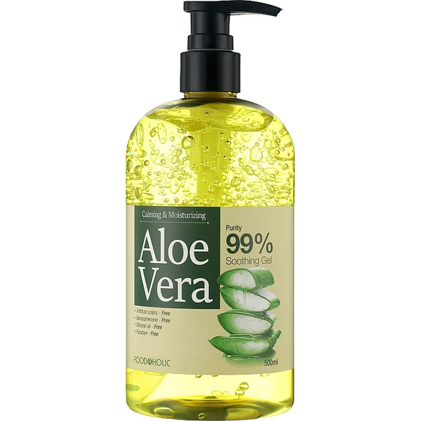 Гель для обличчя й тіла Food A Holic Calming & Moisturizing Aloe Vera 99% Soothing Gel зволожувальний 500 мл - Pampik