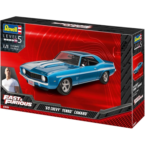 Сборная модель Revell Автомобиль Chevy Camaro Yenko 1969 из фильма Форсаж, уровень 5, масштаб 1:25, 92 детали (RVL-07694) - Pampik