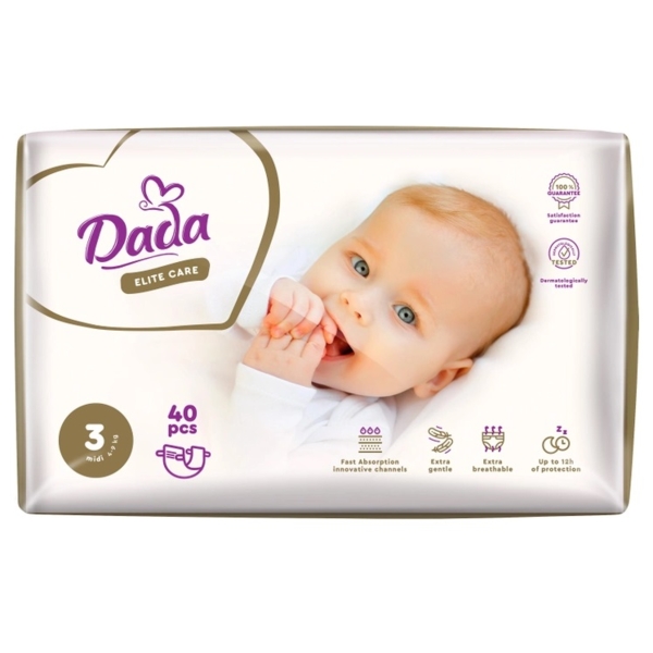 Підгузки на липучках Dada Elite Care 3 (4-9 кг), 40 шт. - Pampik