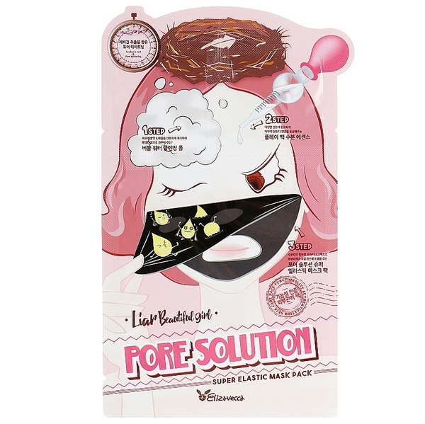 Тканинна маска для обличчя Elizavecca 3-STEP Pore Solution Super Elastic Mask, 1 шт. - Pampik
