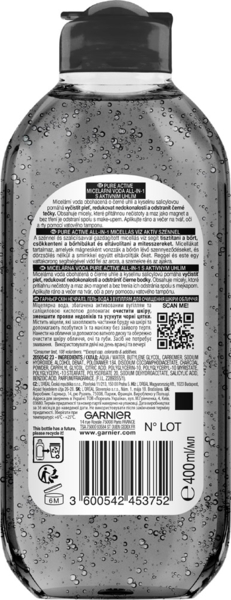 Гель-вода з вугіллям Garnier Pure Active для очищення шкіри обличчя, схильної до появи чорних цяток 400 мл - Pampik - 2