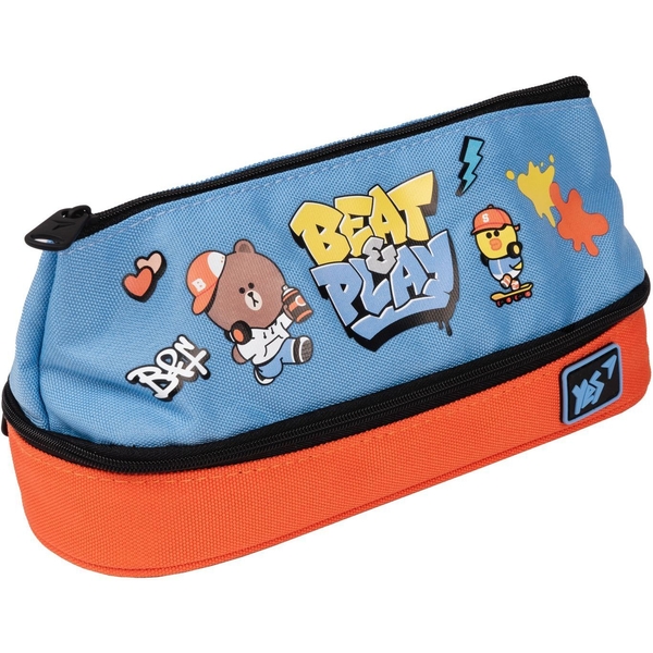 Пенал м'який Yes PH-24-2 Line Friends, 21,5х8,5х9,5 см, блакитний (533509) - Pampik