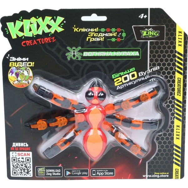 Вогненна мураха Zing Klixx Creaturez Fidget, червона з чорним (KX120_B) - Pampik - 2