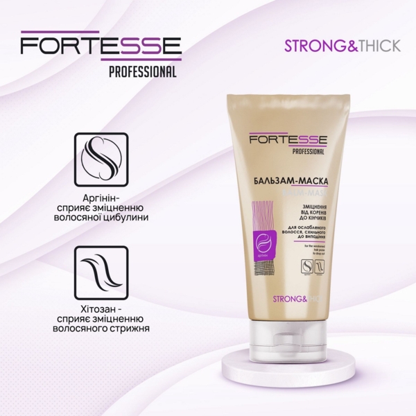 Зміцнююча бальзам-маска Fortesse Professional Strong & Thick для ослабленого волосся, схильного до випадіння, 200 мл - Pampik - 3