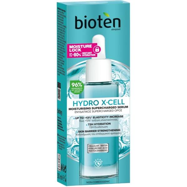 Зволожувальна сироватка для обличчя Bioten Hydro X-Cell Moisturizing Supercharged Serum 30 мл - Pampik