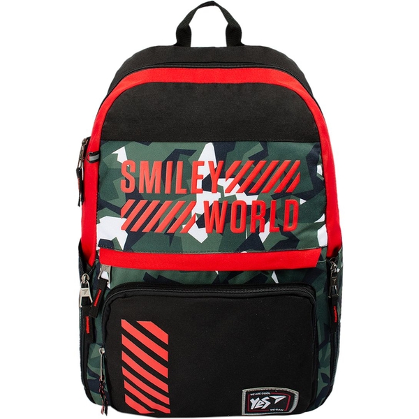 Рюкзак молодежный Yes Т-82 Smiley World Military Boy, черный с зеленым (558290) - Pampik