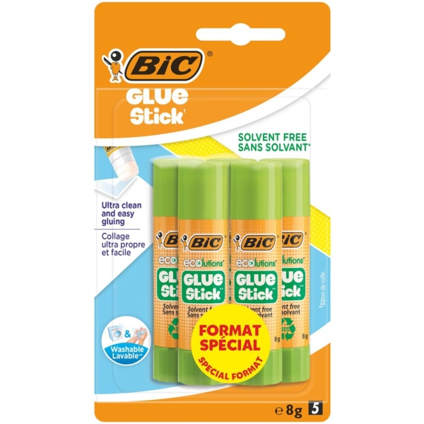 Клей-карандаш BIC Ecolutions Glue Stick 8 г 5 шт. (9049263) - Pampik