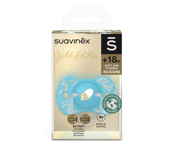Пустышка физиологическая Suavinex Gold Edition, +18 мес., голубая (307862) - Pampik - 3
