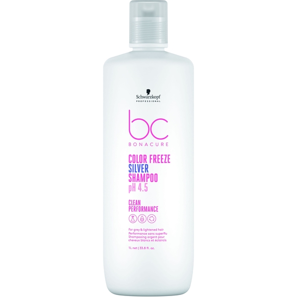 Шампунь для сивого та освітленого волосся Schwarzkopf Professional BC Bonacur Color Freeze Silver Shampoo pH 4.5, 1 л - Pampik