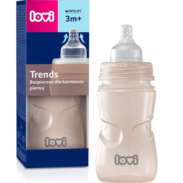 Бутылочка для кормления Lovi Trends, 250 мл, бежевая (21/563_bei) - Pampik - 2