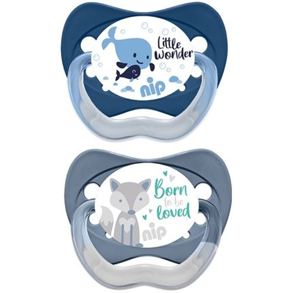 Пустышка Nip Моя семья №2 Кит и Волк, 2 шт. (38673-51) - Pampik