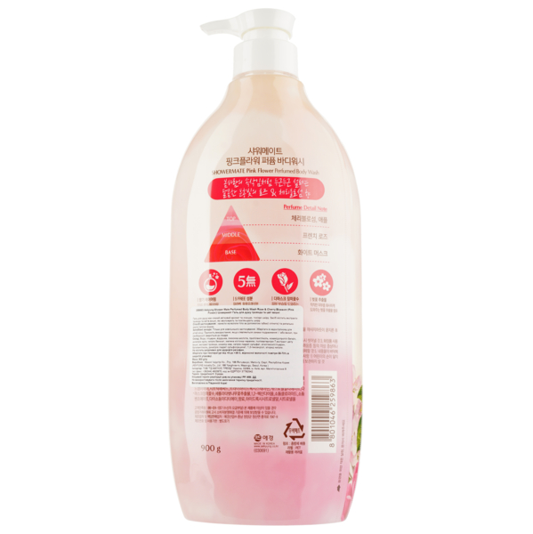 Гель для душа KeraSys Shower Mate Perfumed Rose&Cherry Blossom с ароматом розы и цвета вишни, 900 мл (8801046259863) - Pampik - 2