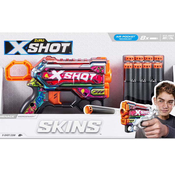 Швидкострільний бластер Zuru X-Shot Skins Menace Mercenary 8 патронів (36515P) - Pampik