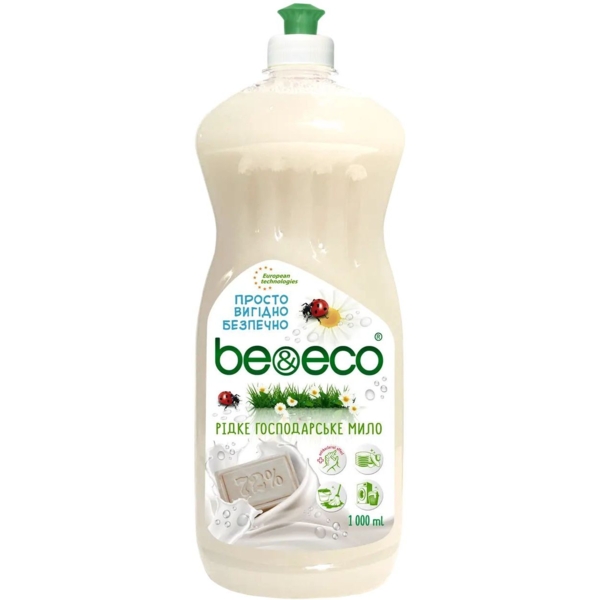 Мыло жидкое хозяйственное Be&Eco, белое, 1 л - Pampik