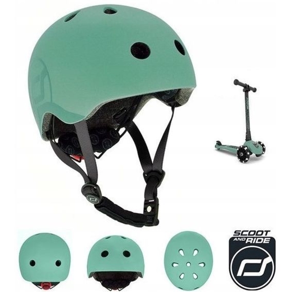 Шолом захисний дитячий Scoot and Ride з ліхтариком, розмір S/M (51-53 см), зелений (SR-190605-FOREST) - Pampik - 10