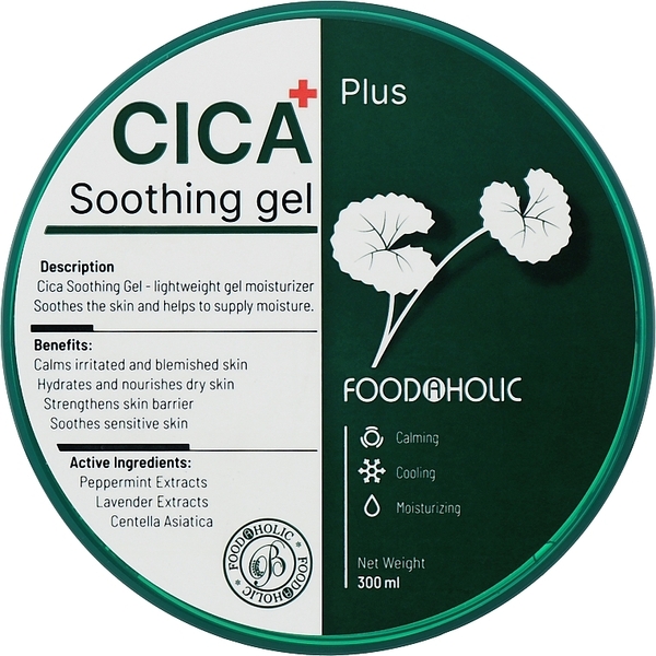 Заспокійливий гель для обличчя і тіла Food A Holic Cica Plus Soothing Gel, з центеллою, 300 мл - Pampik