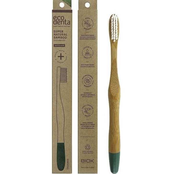 Бамбуковая зубная щетка Ecodenta средняя, в ассортименте - Pampik - 2
