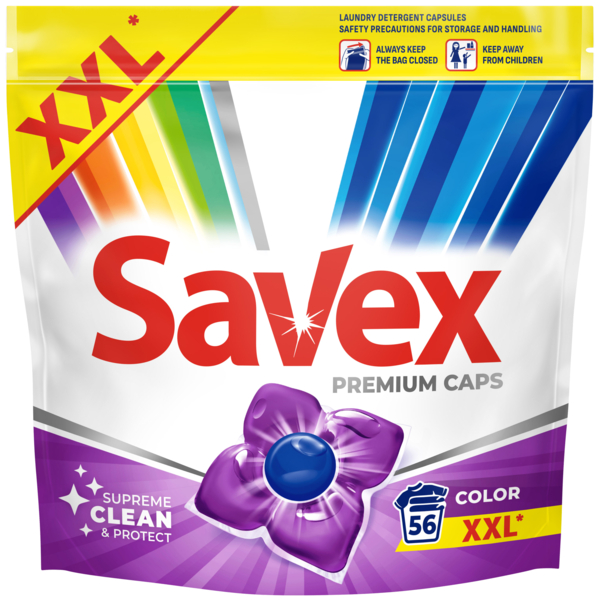 Капсулы для стирки Savex Premium Caps Color, 56 шт. - Pampik