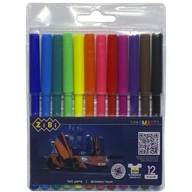Фломастери ZiBi Машинка Smart Line 12 кольорів (ZB.2811) - Pampik