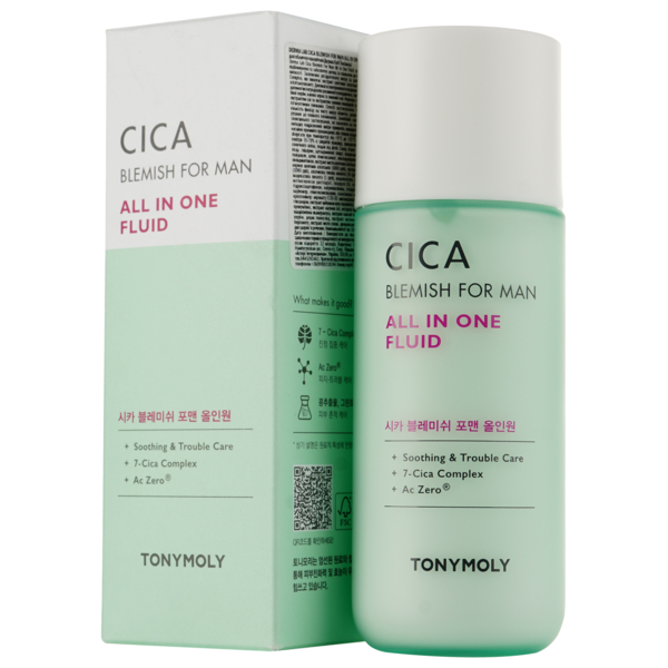 Флюид для лица Tony Moly Derma Lab Cica Blemish For Man All In One, 150 мл - Pampik