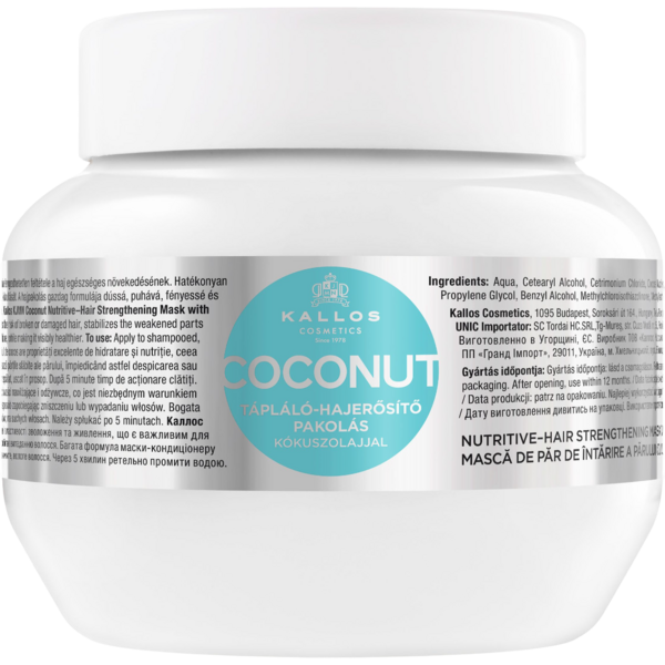 Маска для волос Kallos Cosmetics Coconut Nutritive Hair Mask укрепляющая с кокосовым маслом, 275 мл - Pampik