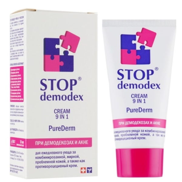 Крем 9 в 1 ФитоБиоТехнологии Stop Demodex Pure Derm Стоп демодекс, 50 мл - Pampik