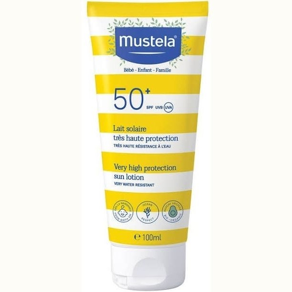 Сонцезахисний лосьйон для обличчя та тіла Mustela Bebe Enfant Very High Protection Sun Lotion SPF 50+ 100 мл - Pampik