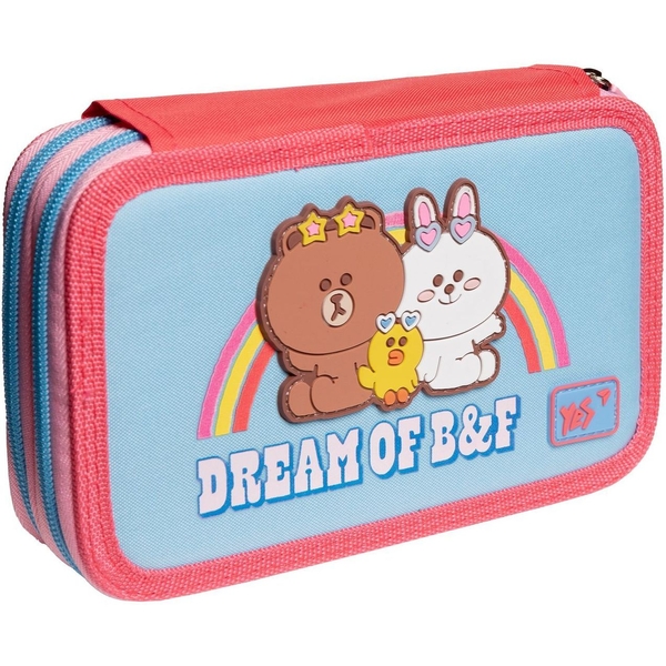 Пенал жесткий Yes HP-01 Line Friends, 13х21х4 см, голубой (533386) - Pampik