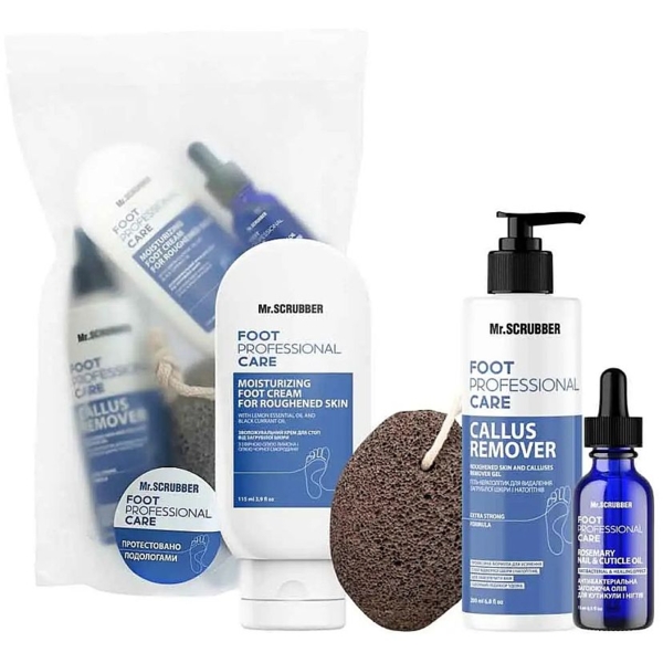 Набір для домашнього педикюру Mr.Scrubber Foot Pedicure: масло 15 мл + крем 115 мл + гель 200 мл - Pampik