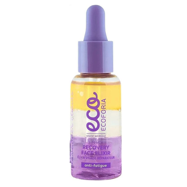 Еліксир для обличчя Ecoforia Lavender Clouds Recovery Face Elixir, трифазний, 30 мл - Pampik